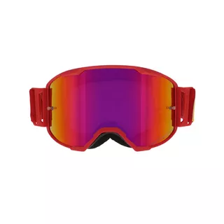 Motokrosové okuliare RedBull Spect Strive Panovision, červené matné, plexi fialové zrkadlové