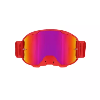 Motokrosové okuliare RedBull Spect Strive Panovision, červené matné, plexi fialové zrkadlové