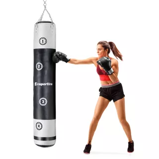 Boxovacie vrece inSPORTline Robkin 180x35cm / 50 kg - čierno-biela - čierno-biela