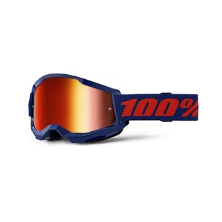 Motokrosové okuliare 100% Strata 2 New Mirror - Modré, červené plexi