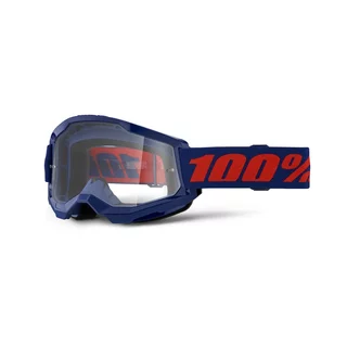 Motokrosové okuliare 100% Strata 2 New - Blue, číre plexi - Blue-Red modro-červená, číre plexi