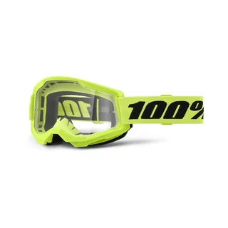 Motokrosové okuliare 100% Strata 2 New - Blue, číre plexi - Neon Yellow, číre plexi