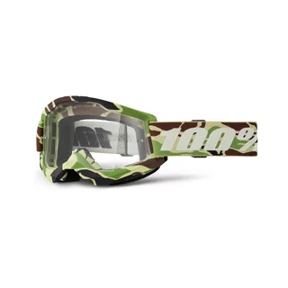 Motokrosové okuliare 100% Strata 2 New - Blue, číre plexi - War camo, číre plexi