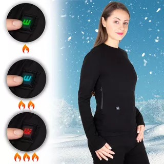 Dámske vyhrievané tričko W-TEC Insulong Lady s 10 000 mAh powerbankou - čierna