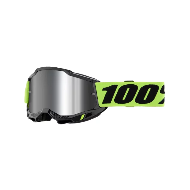 Detské motokrosové okuliare 100% Accuri 2 Junior Mirror - žltá, zrkadlové strieborné plexi