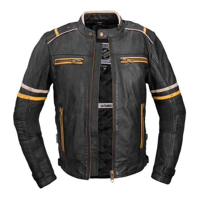 Pánska kožená moto bunda W-TEC Traction - čierna