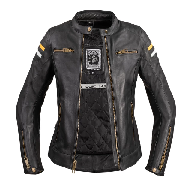 Dámska kožená moto bunda W-TEC Stripe Lady - čierna