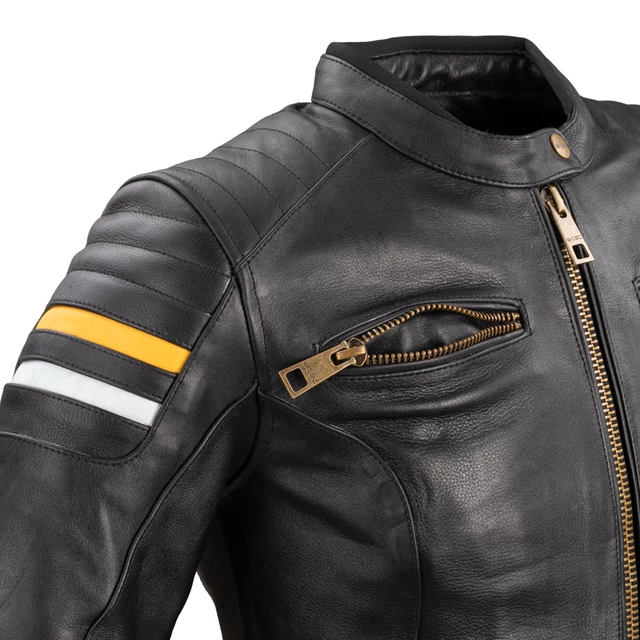 Dámska kožená moto bunda W-TEC Stripe Lady - čierna