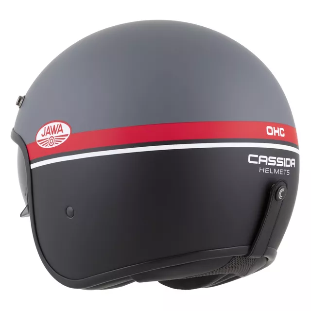 Moto prilba Cassida Oxygen Jawa OHC 2.0 šedá matná/červená/čierna/biela