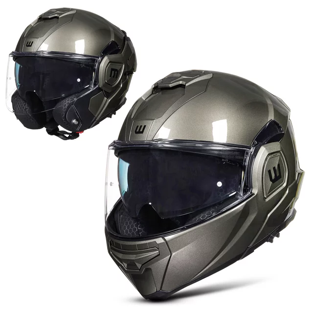 Preklápacia moto prilba W-TEC Zoroz P/J - Glossy Tricolor - Metallic Grey