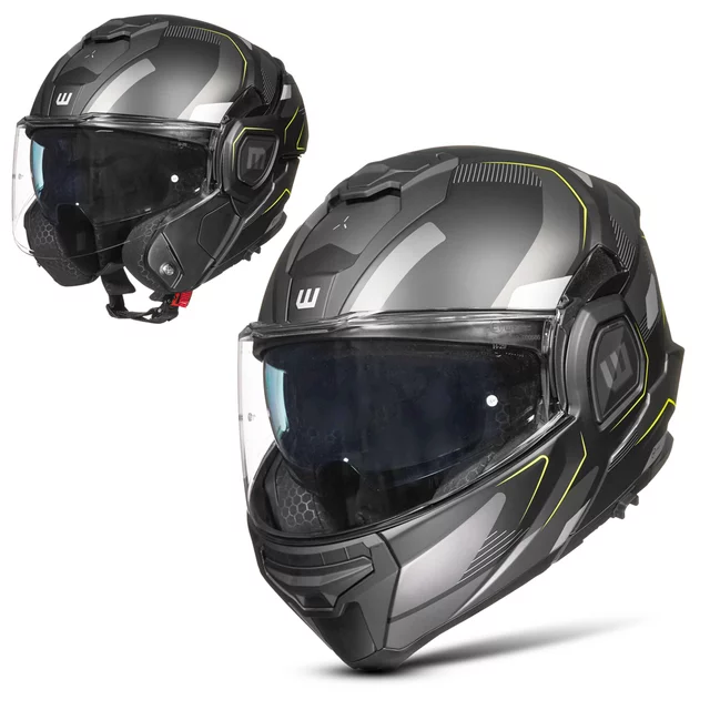 Preklápacia moto prilba W-TEC Zoroz P/J - Glossy Tricolor - Matt Black-Fluo Yellow