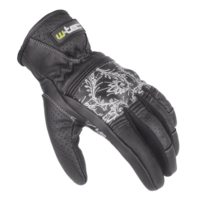 Dámske kožené moto rukavice W-TEC Polcique - čierno-biela - čierno-biela