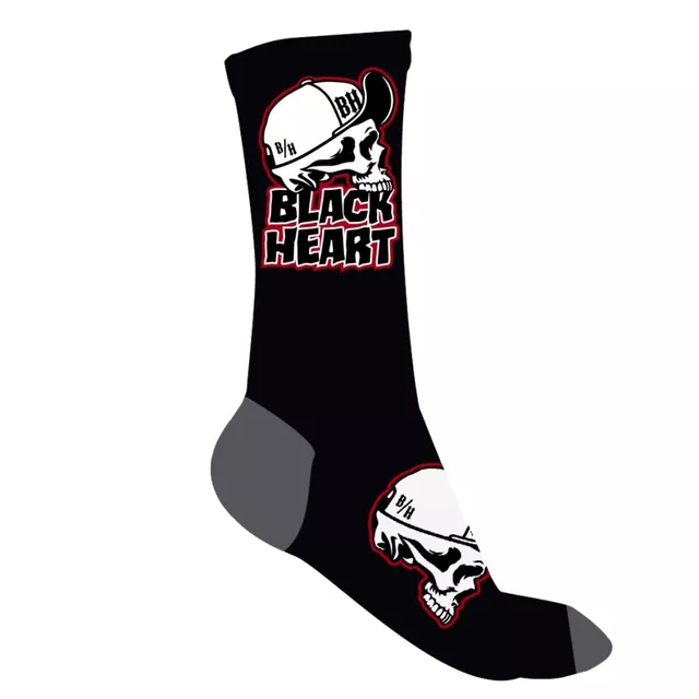 Ponožky BLACK HEART Cap Skull Socks - červeno-čierna - šedo-čierna