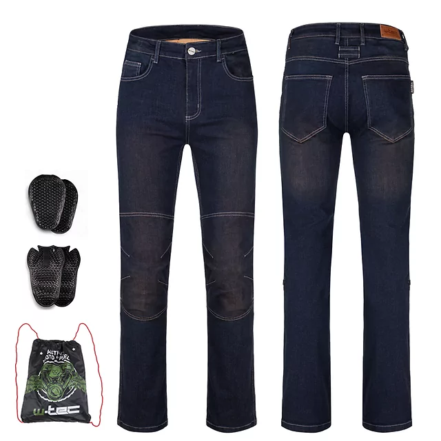 Moto jeansy W-TEC Pawted s nepremokavou membránou - tmavo modrá
