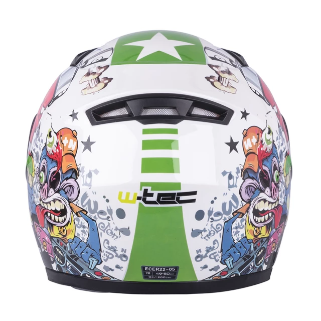 Detská integrálna prilba W-TEC FS-815G Tagger Green - bielo-zelená s grafikou