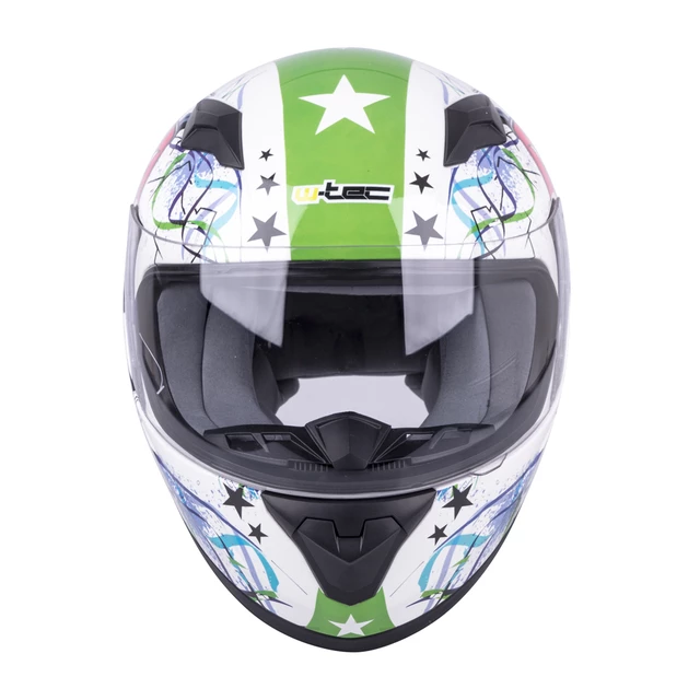Detská integrálna prilba W-TEC FS-815G Tagger Green - bielo-zelená s grafikou