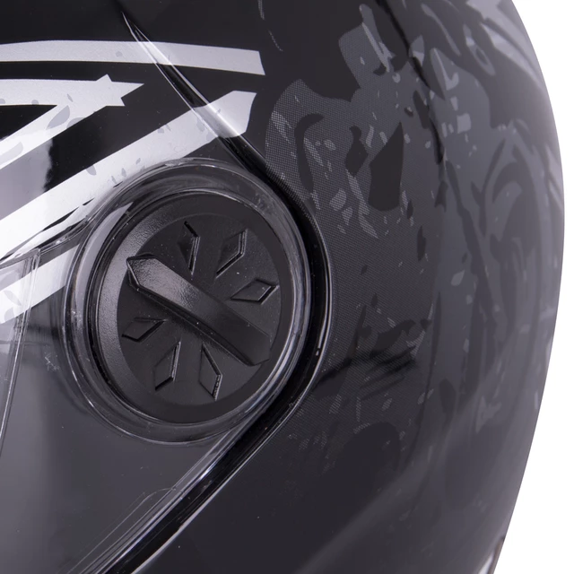 Otvorená prilba W-TEC FS-715B Union Black - 2.akosť - čierna s grafikou