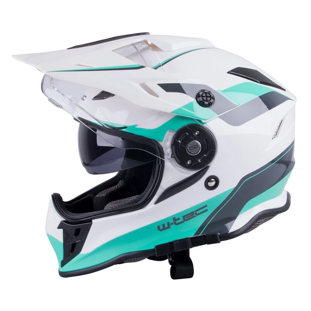 Moto prilba W-TEC V331 - čierno-modro-oranžová