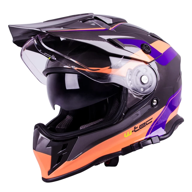 Moto prilba W-TEC V331 - čierno-modro-oranžová