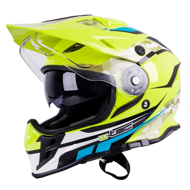 Moto prilba W-TEC V331 - čierno-modro-oranžová