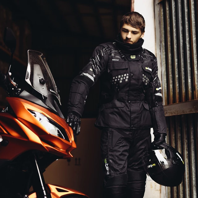 Pánske moto nohavice W-TEC Rusnac - čierno-zelená