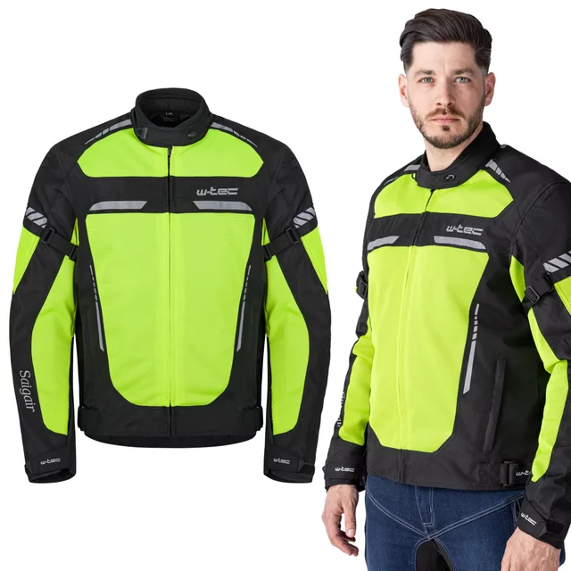 Pánska letná moto bunda W-TEC Saigair - Fluo Yellow-Black - Fluo Yellow-Black