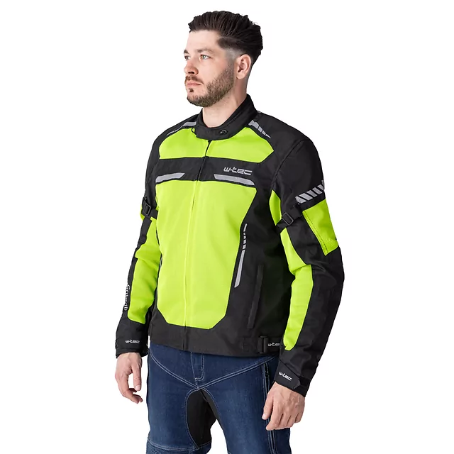 Pánska letná moto bunda W-TEC Saigair - Fluo Yellow-Black