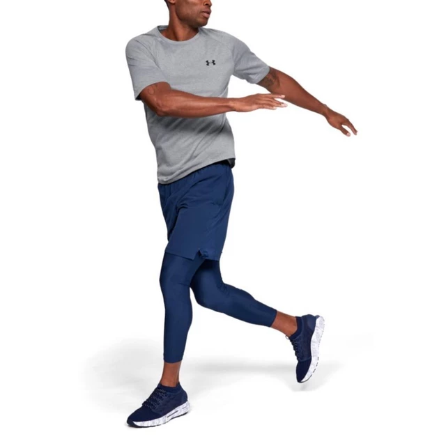 Pánske tričko Under Armour Tech SS Tee 2.0 - Steel Light Heather/Black
