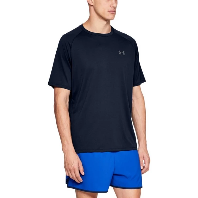 Pánske tričko Under Armour Tech SS Tee 2.0 - Steel Light Heather/Black
