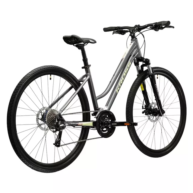 Dámsky crossový bicykel Kross EVADO 3.0 28" - model 2025 - šedá / zelená / lesk