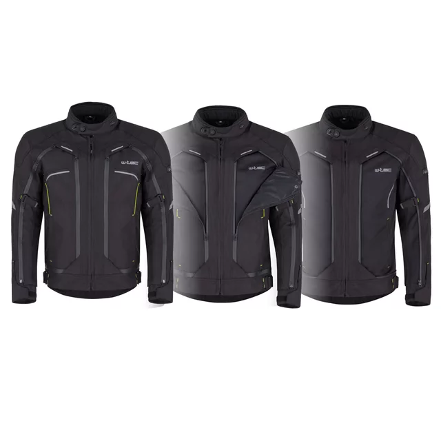 Pánska moto bunda W-TEC Progair - čierna-fluo