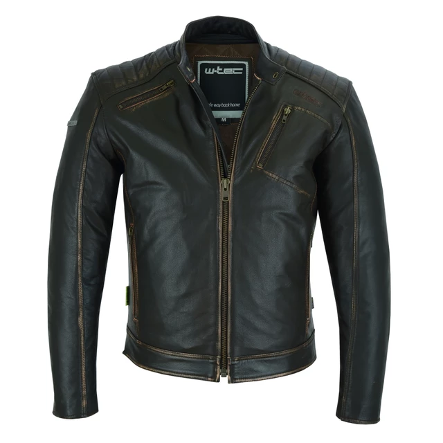 Kožená moto bunda W-TEC Embracer - 2. akosť - Vintage Dark Brown
