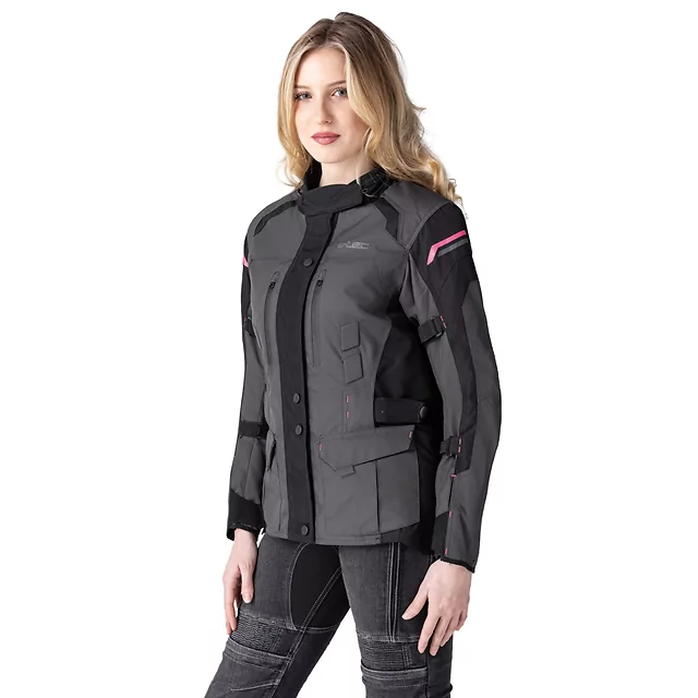 Dámska moto bunda W-TEC Barbata - čierno-šedo-ružová