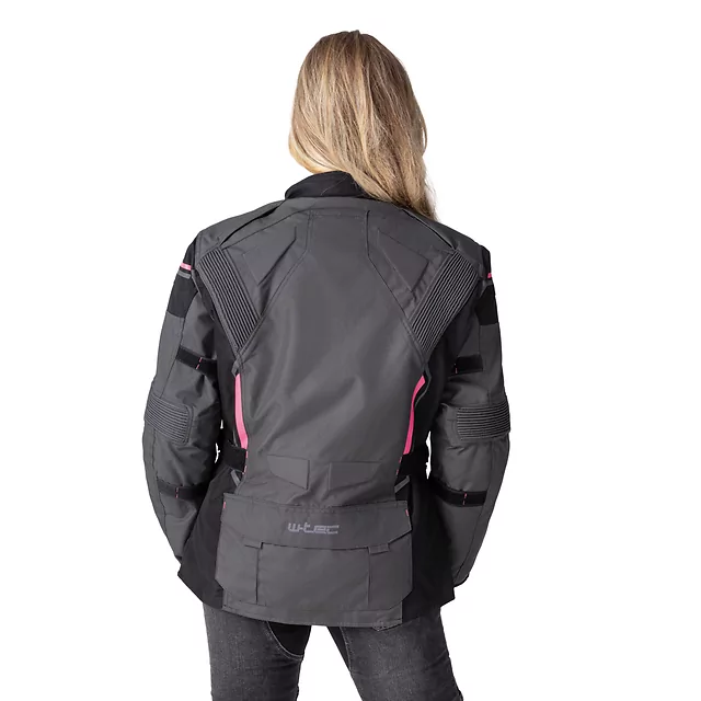 Dámska moto bunda W-TEC Barbata - čierno-šedo-ružová