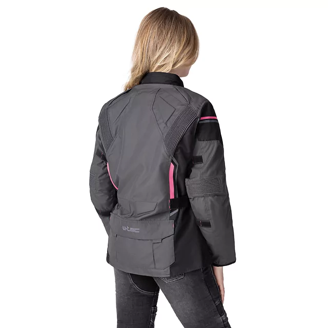 Dámska moto bunda W-TEC Barbata - čierno-šedo-ružová