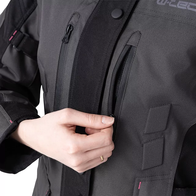 Dámska moto bunda W-TEC Barbata - čierno-šedo-ružová