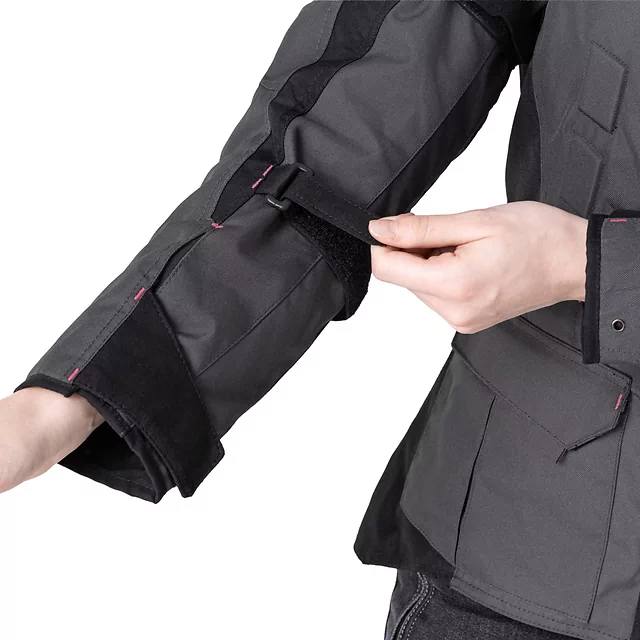 Dámska moto bunda W-TEC Barbata - čierno-šedo-ružová