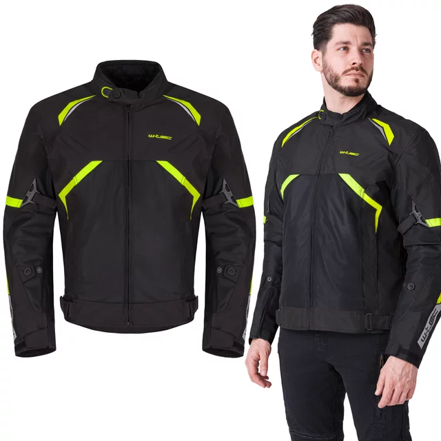 Letná moto bunda W-TEC Timuco - čierna-fluo - čierna-fluo