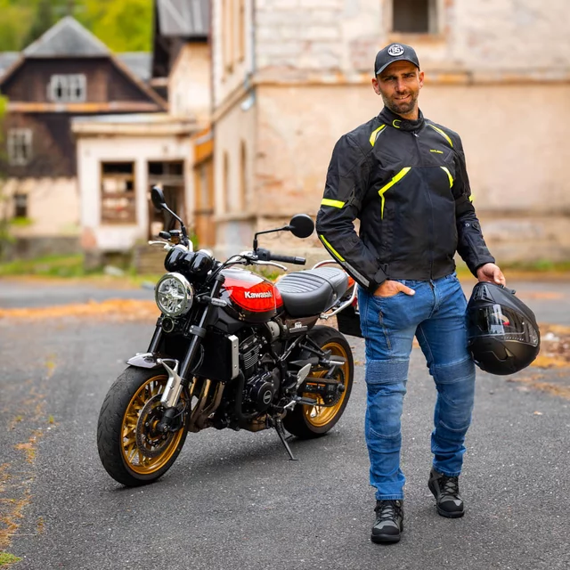 Letná moto bunda W-TEC Timuco - čierna-fluo
