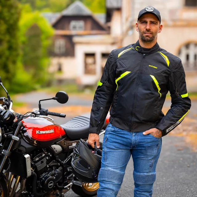 Letná moto bunda W-TEC Timuco - čierna-fluo