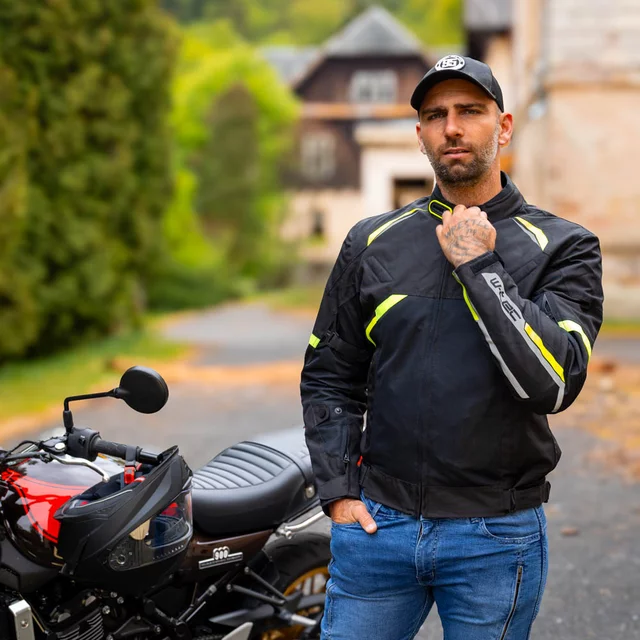 Letná moto bunda W-TEC Timuco - čierna-fluo