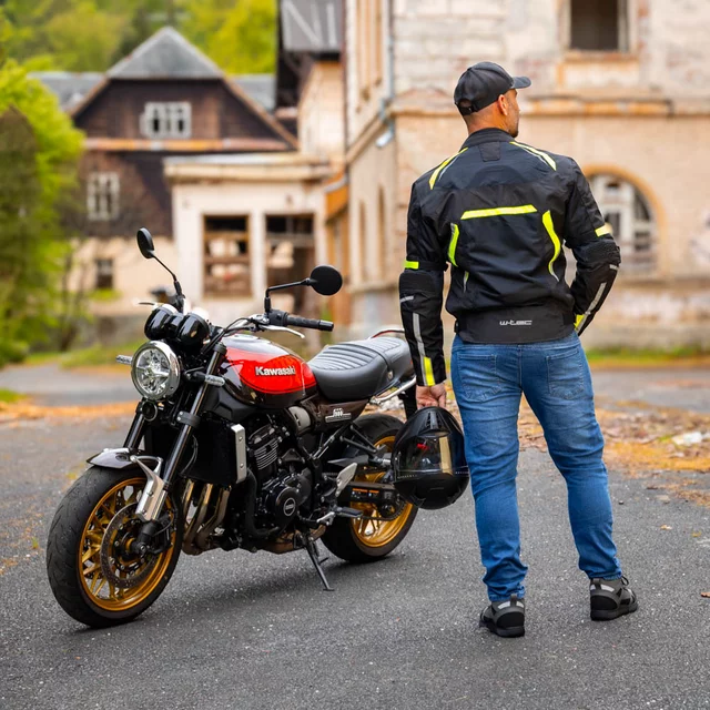 Letná moto bunda W-TEC Timuco - čierna-fluo