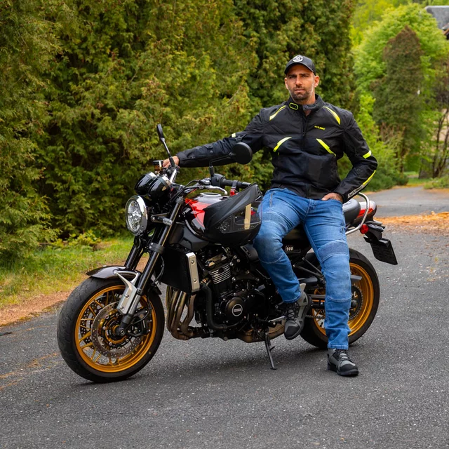 Letná moto bunda W-TEC Timuco - čierna-fluo