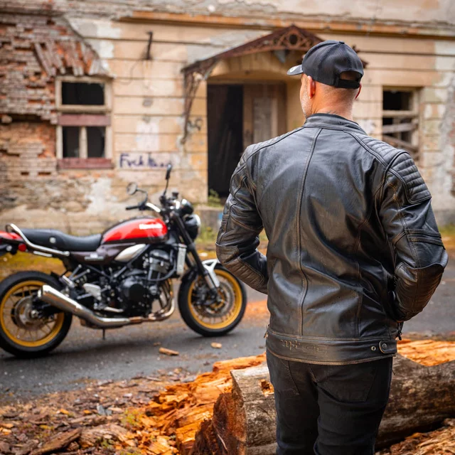 Kožená moto bunda W-TEC Mungelli EVO - vintage čierno-hnedá