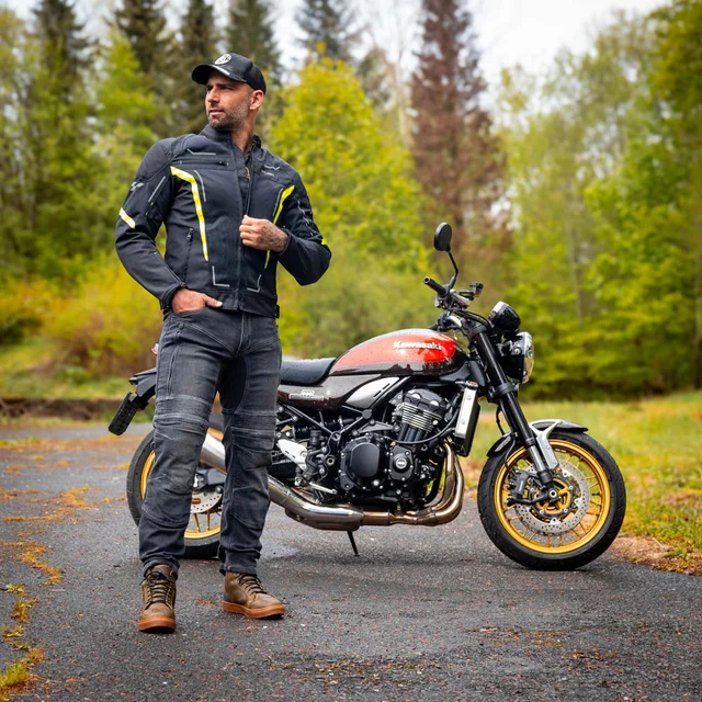 Letná pánska moto bunda W-TEC Mirelio - čierna-fluo