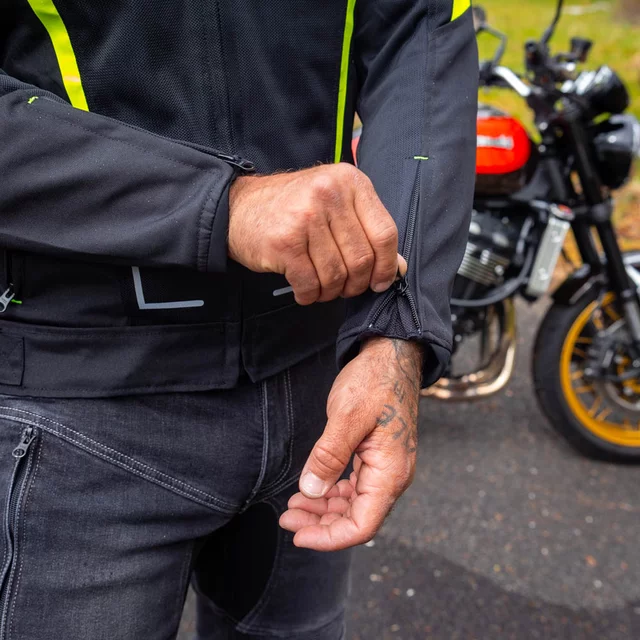 Letná pánska moto bunda W-TEC Mirelio - čierna-fluo