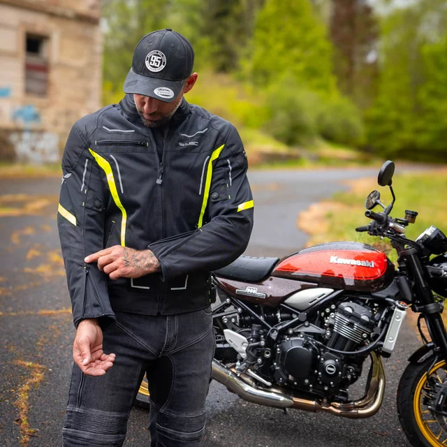 Letná pánska moto bunda W-TEC Mirelio - čierna-fluo