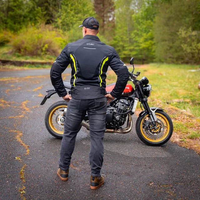 Letná pánska moto bunda W-TEC Mirelio - čierna-fluo