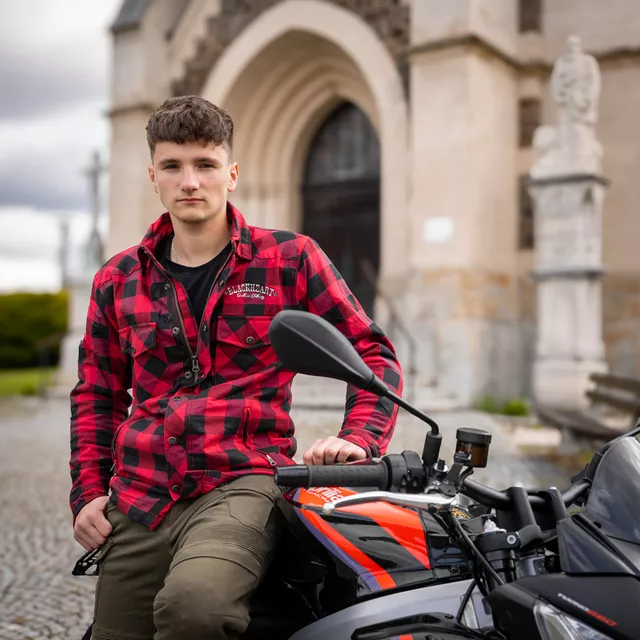 Flanelová košela W-TEC Black Heart Reginald s aramidom - šedo-čierna