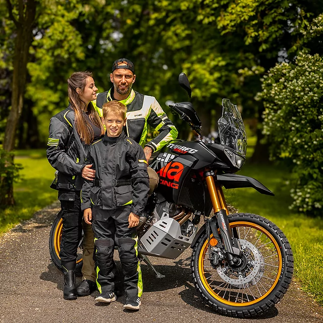 Detská rastúca moto bunda W-TEC Pinapoco - čierna-fluo